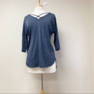 Olive & Oak Lace Up Top Blue-Grey M